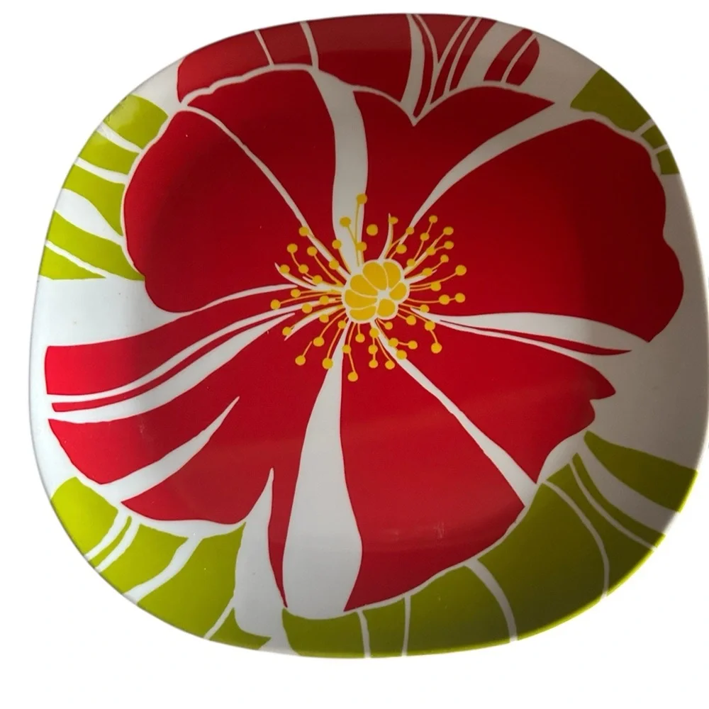 IKEA 2011 AWESOME Deal! spring Floral Red and Green Dinner Plates-16 total